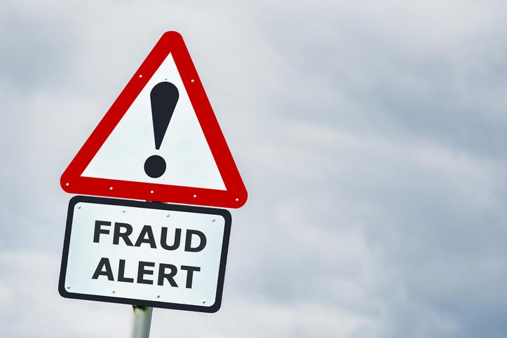 A fraud alert sign