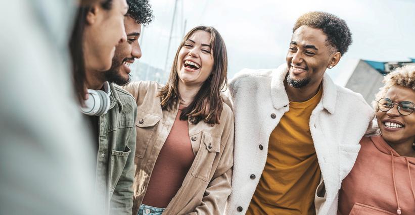 University students socialising together in college campus