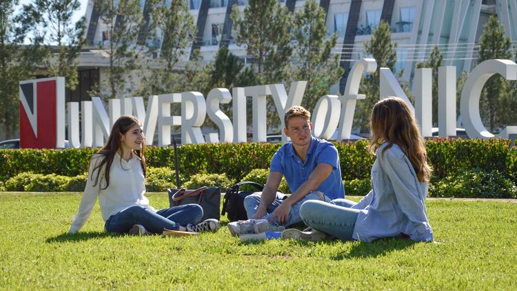 Students at the University of Nicosia campus