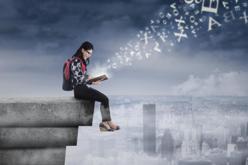 Student studying on rooftop