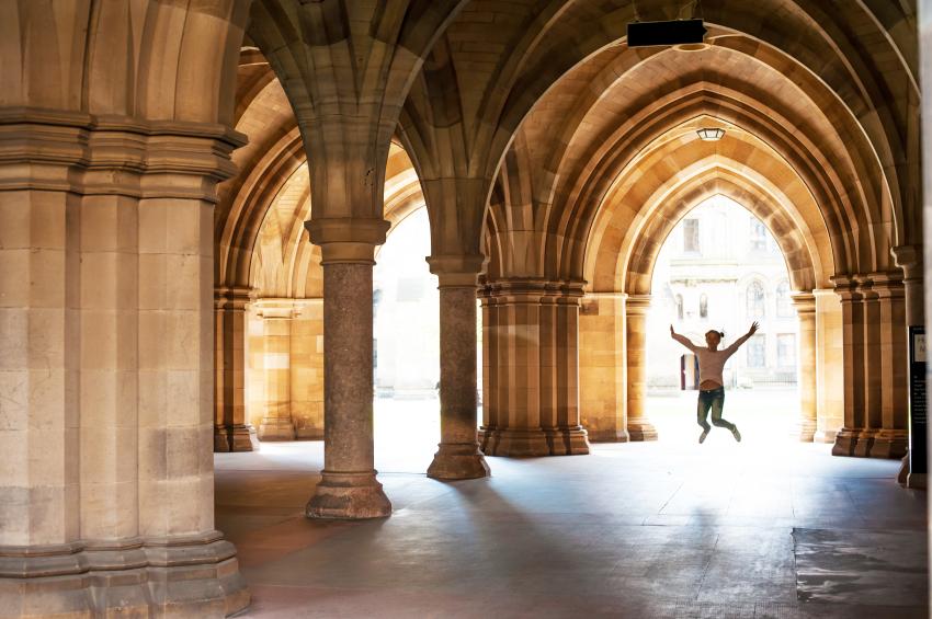 Happy student at Glasgow University, UK