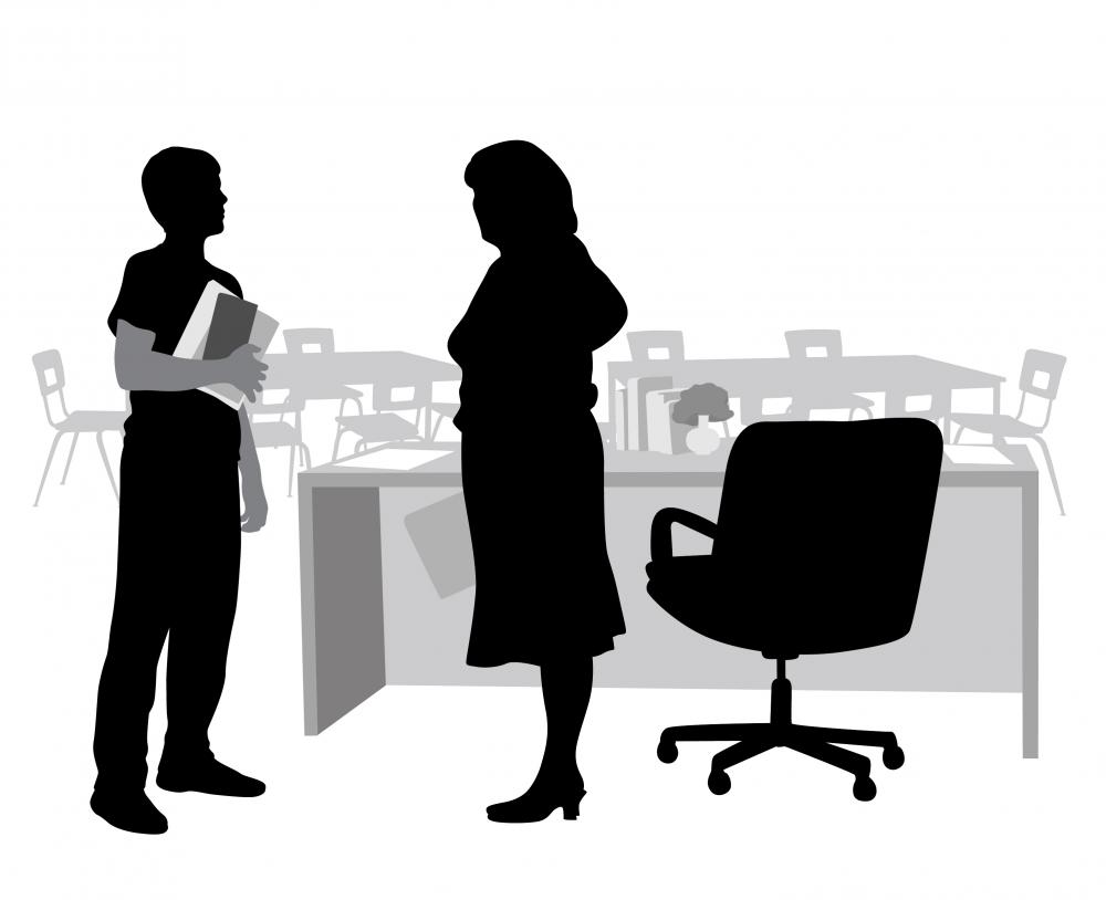 Student silhouette talking to teacher