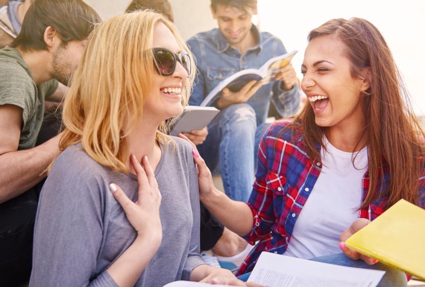 Surprised happy student
