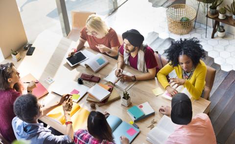 A group of students working together