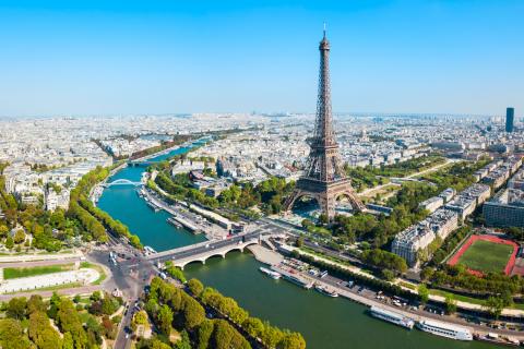 France: Eiffel tower and river seine