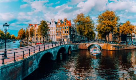 Amsterdam river and boat