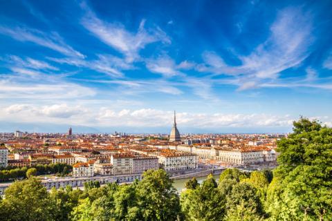 Turin city centre during summer day-Turin, Italy, Europe