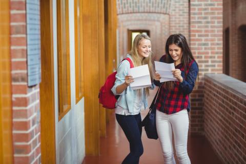 students getting exam results