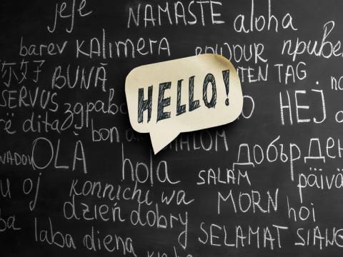 Blackboard with "hello" written in many languages