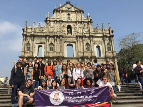 UMacau’s international students at the ruins of St. Paul’s in Macao