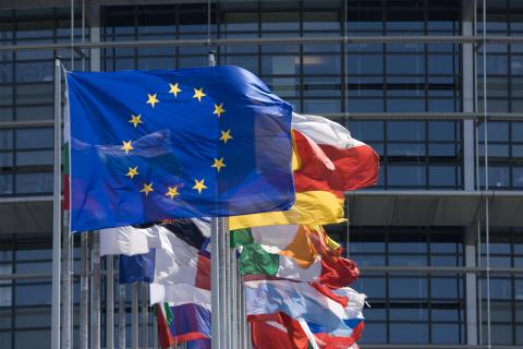 European Union (EU) flags flying