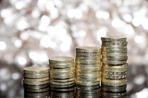 Stacked pound coins